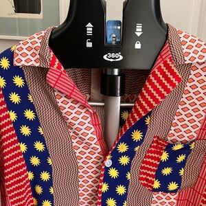 OAS The Cuba Shirt L Sunburst Print Camp Collar Miami Night Latin Summer Vibe